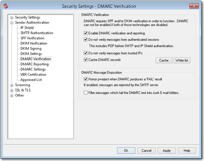 mdaemon email server dmarc main menu for enhanced sender authentication