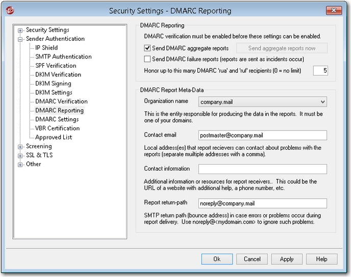 mdaemon email server dmarc reporting tool for sending out aggregate and failure reports