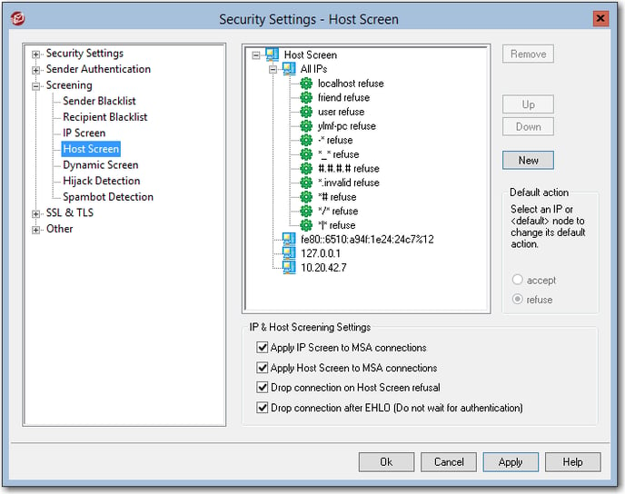 recommended mdaemon email server host screen menu in security settings