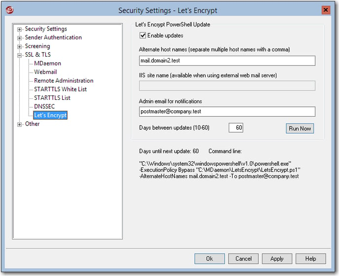 enabling the let's encrypt certificate generation process in the mdaemon email server software
