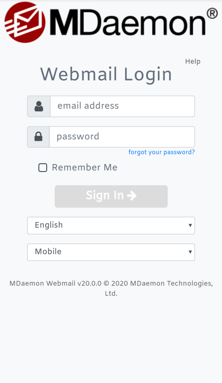 login to mdaemon email server webmail account from a mobile device