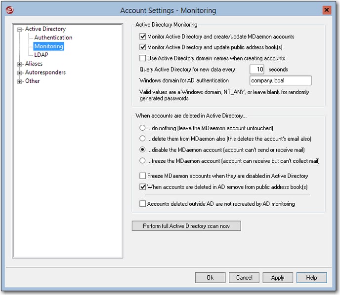 active directory monitoring mdaemon sync