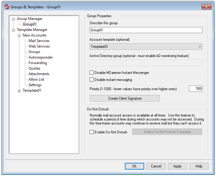 How to create and configure Groups and Templates in MDaemon